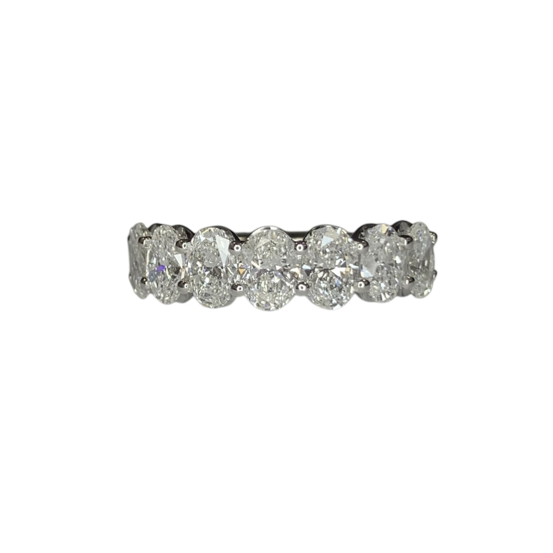 14k White Gold 7 Stone 2.92ctw Oval Lab Grown Diamond Wedding Band