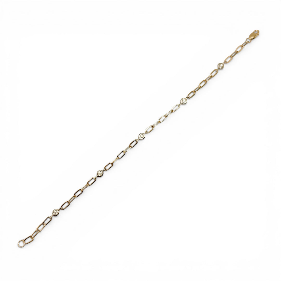 14k Yellow Gold Bezel Set Diamond Bracelet