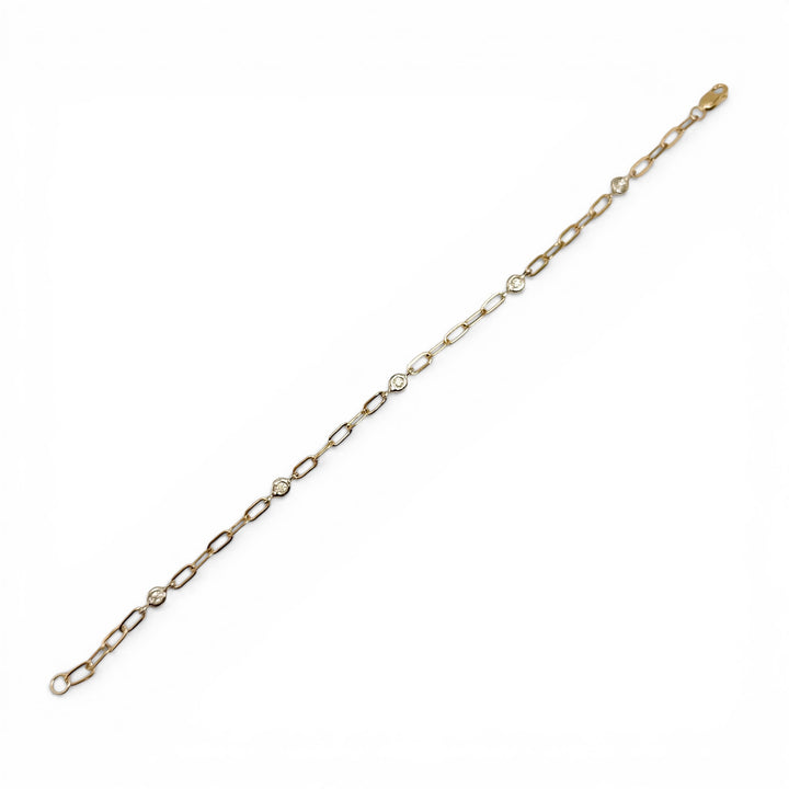14k Yellow Gold Bezel Set Diamond Bracelet