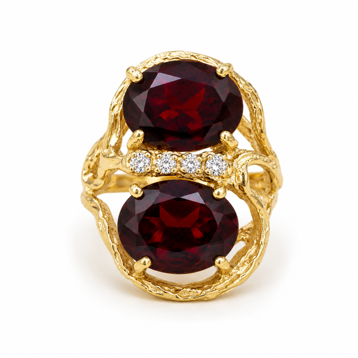 14k Yellow Garnet Estate Ring