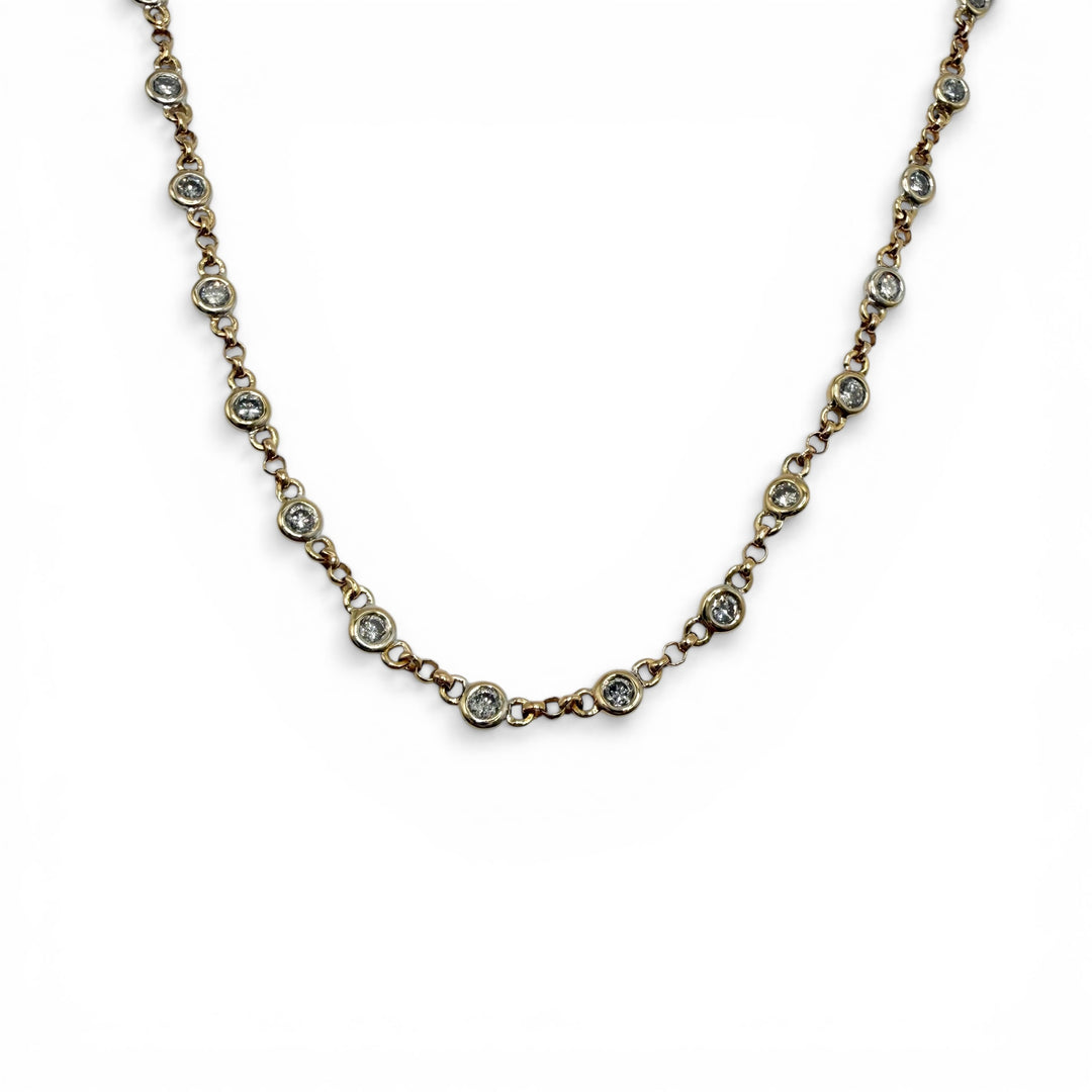 18k Yellow Gold Bezel Estate Necklace
