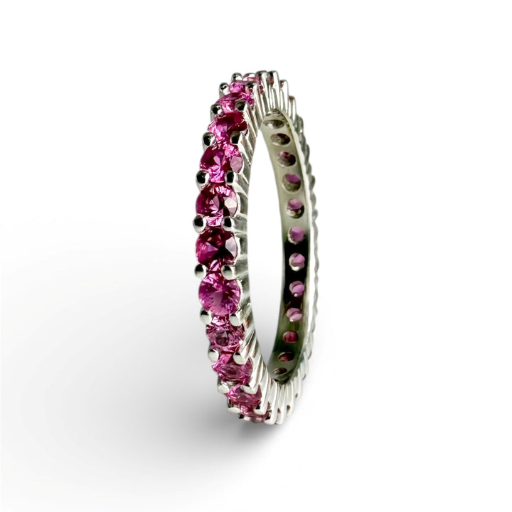 14k White Gold Eternity Pink Sapphire Estate Ring