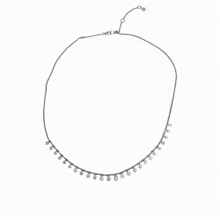 14k White Gold Bezel Diamond Necklace