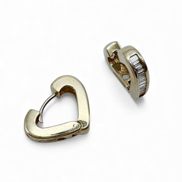 14k Yellow Gold Huggies Diamond Estate Earrings