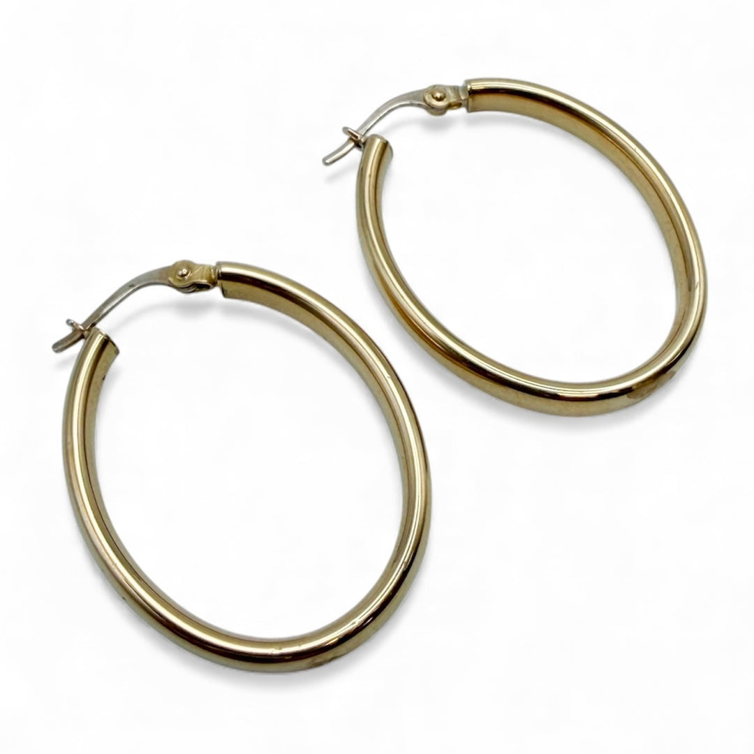 18k Yellow Gold Medium Hoop Estate Earrings