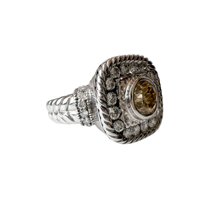 14k White Gold Halo Diamond Estate Ring