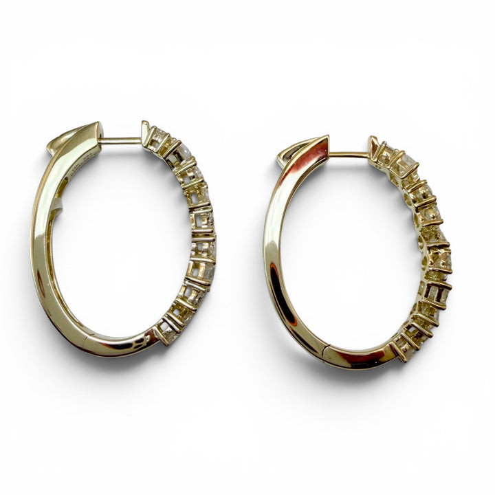 14k Yellow Gold Lab Grown Diamond Hoop Earrings 3.08 cttw