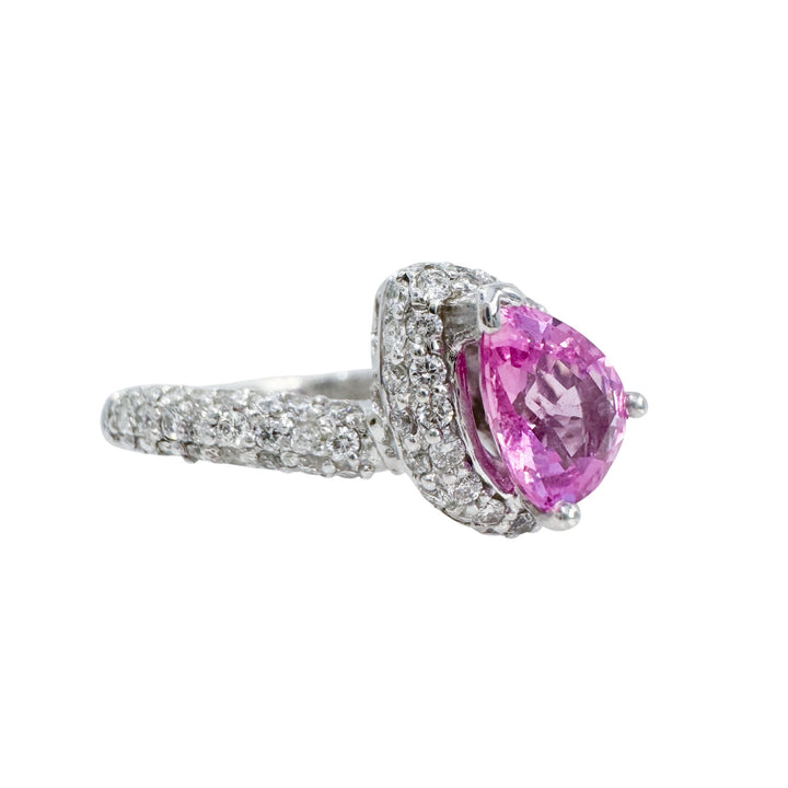 14k White Gold Pink Sapphire Estate Ring