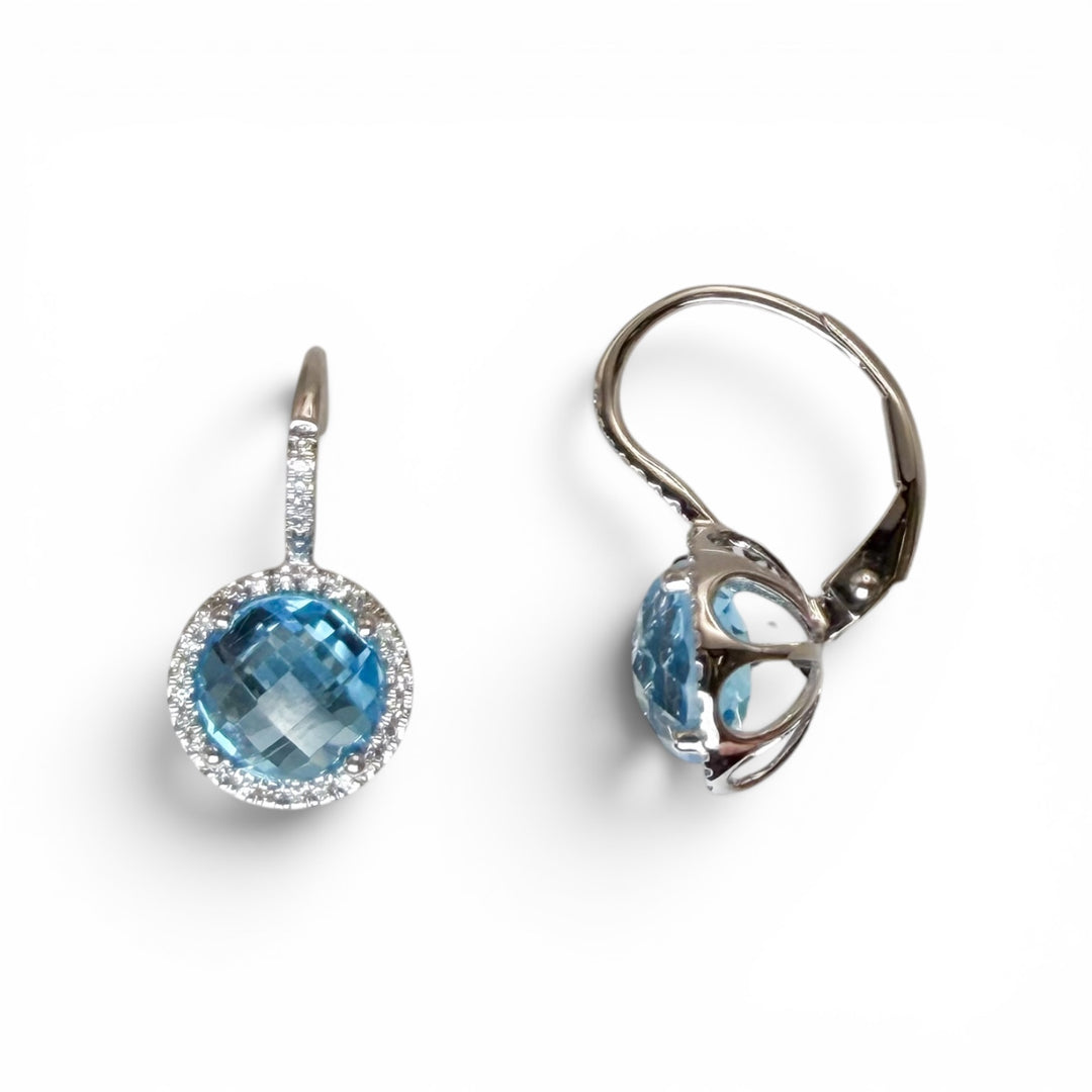 14k Lever Back Blue Topaz Earrings