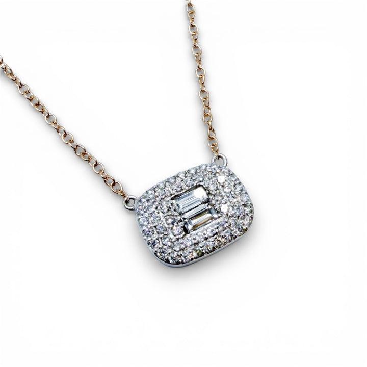 14k Two Tone Cluster Diamond Pendant