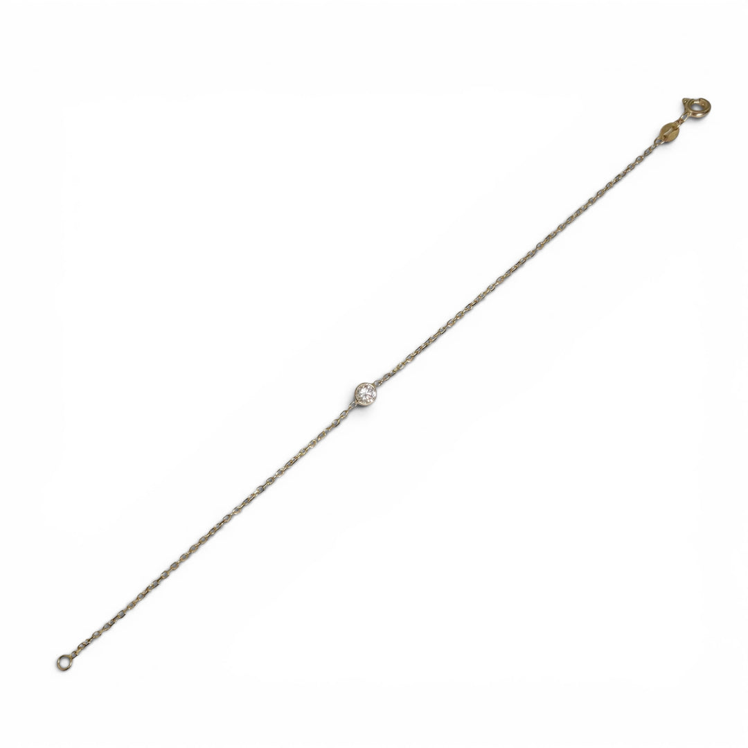 14k Yellow Gold Solitaire Lab Grown Diamond Bracelet