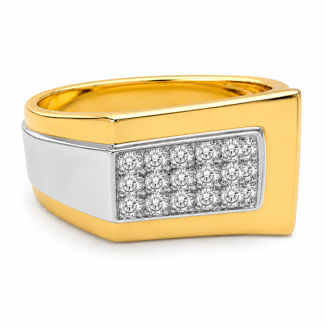 18k Two Tone Contemporary Estate Ring