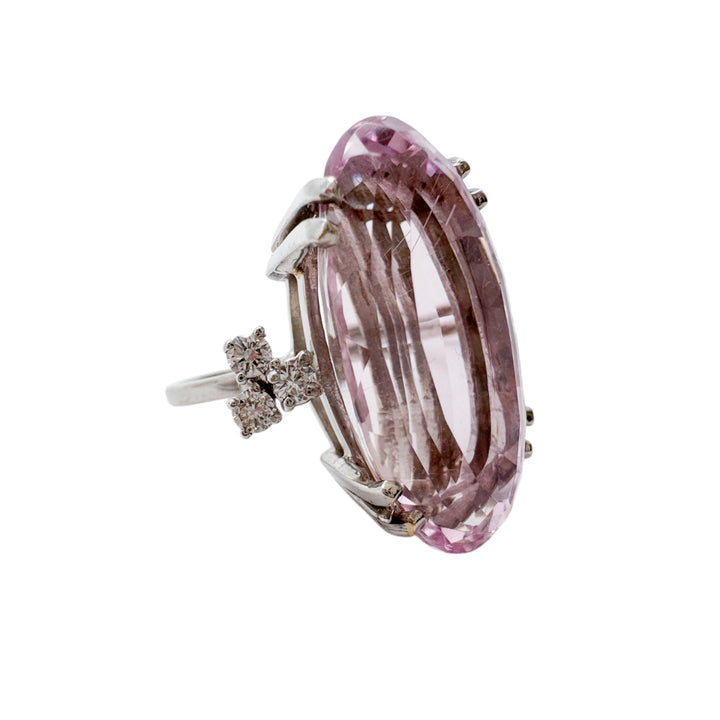 14k White Gold Cocktail Kunzite Estate Ring