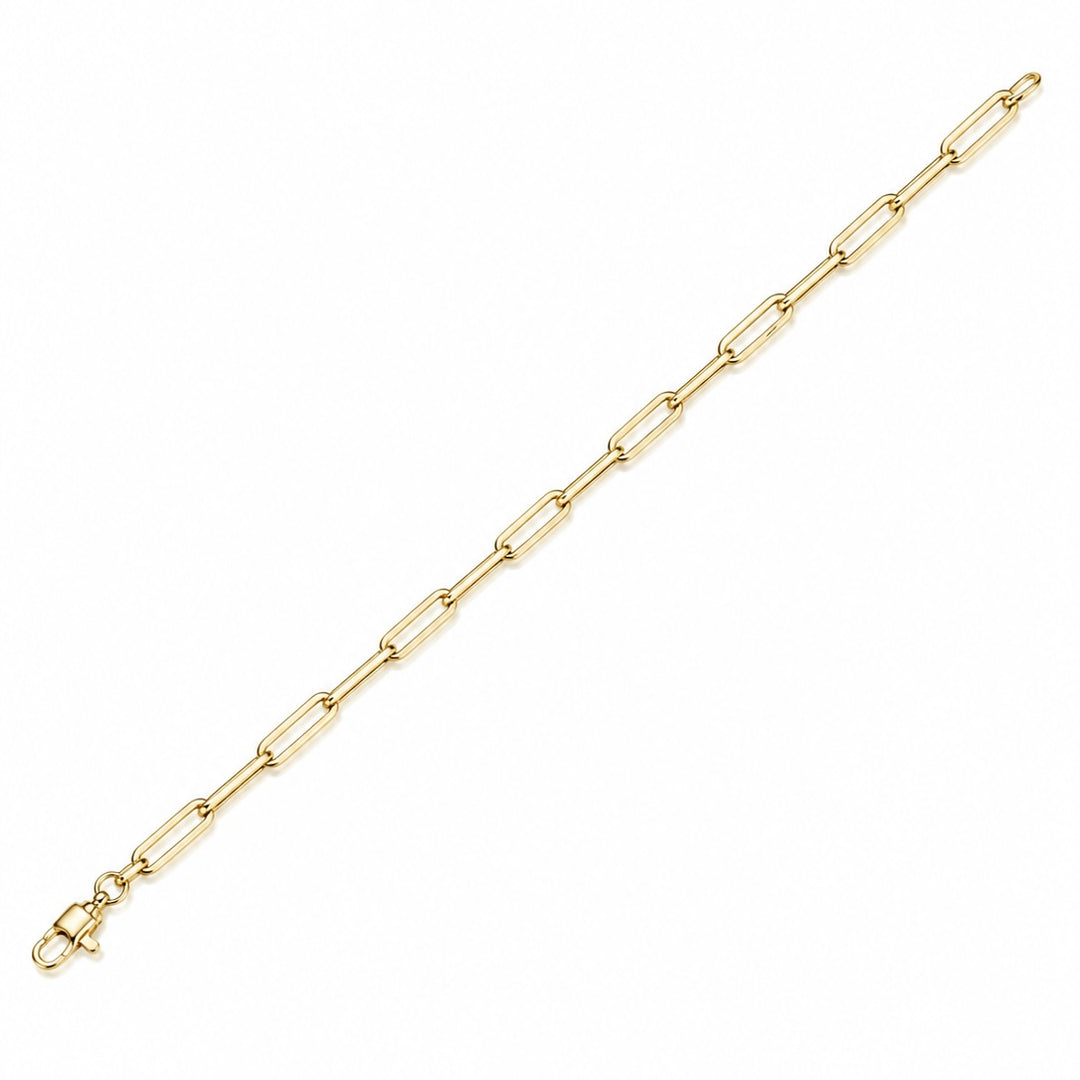 14k Yellow Paper Clip Bracelet