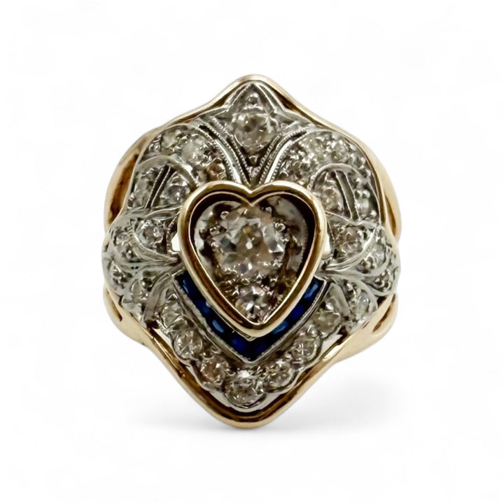 14k Two Tone Antique Estate Ring