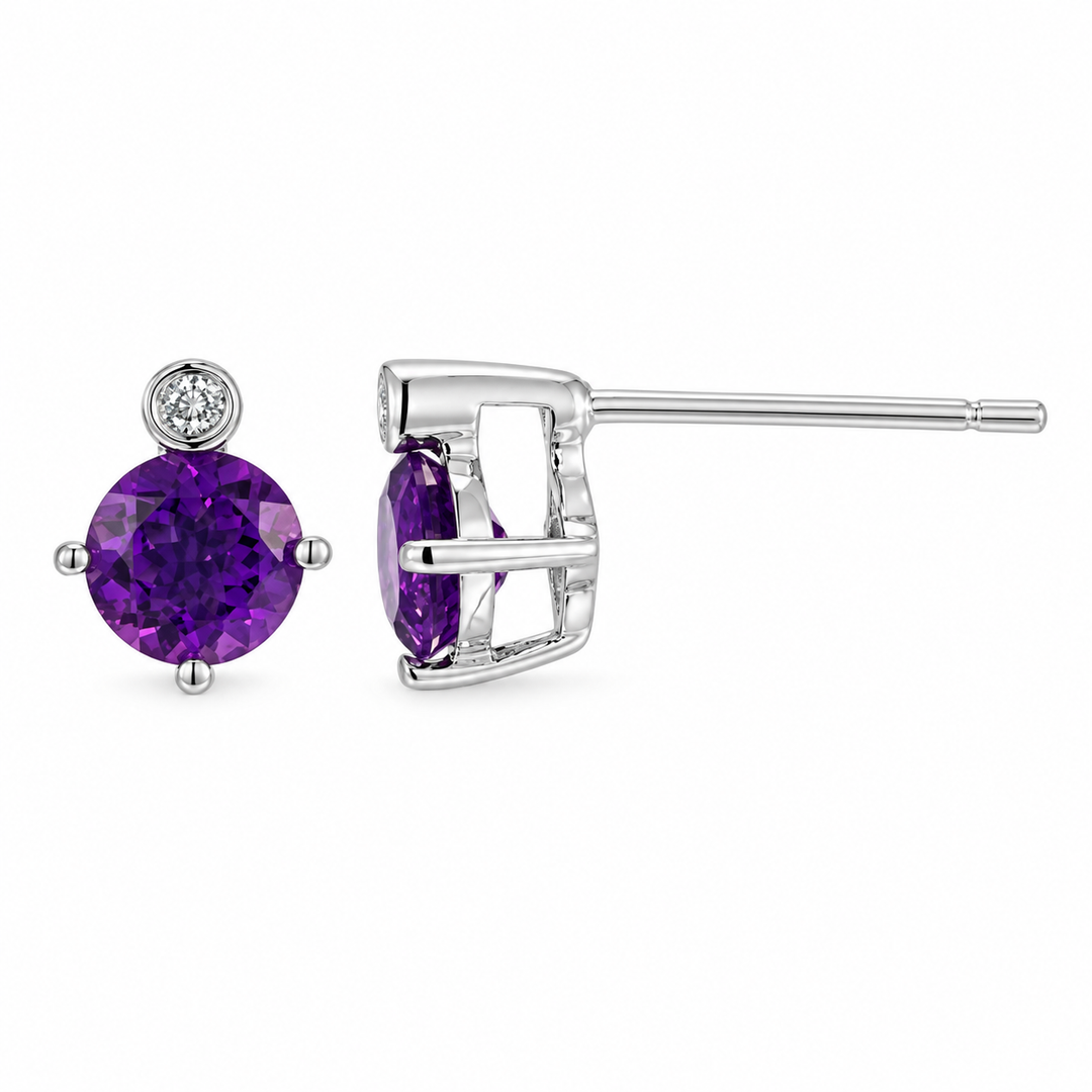 Sterling Silver Febuary Birthstone Studs