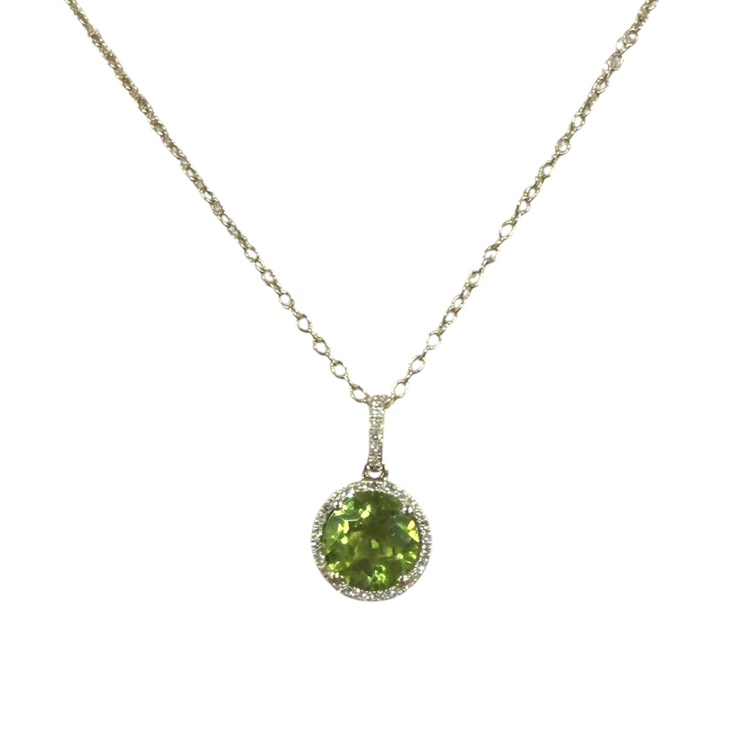 14k Yellow Gold round Peridot Pendant
