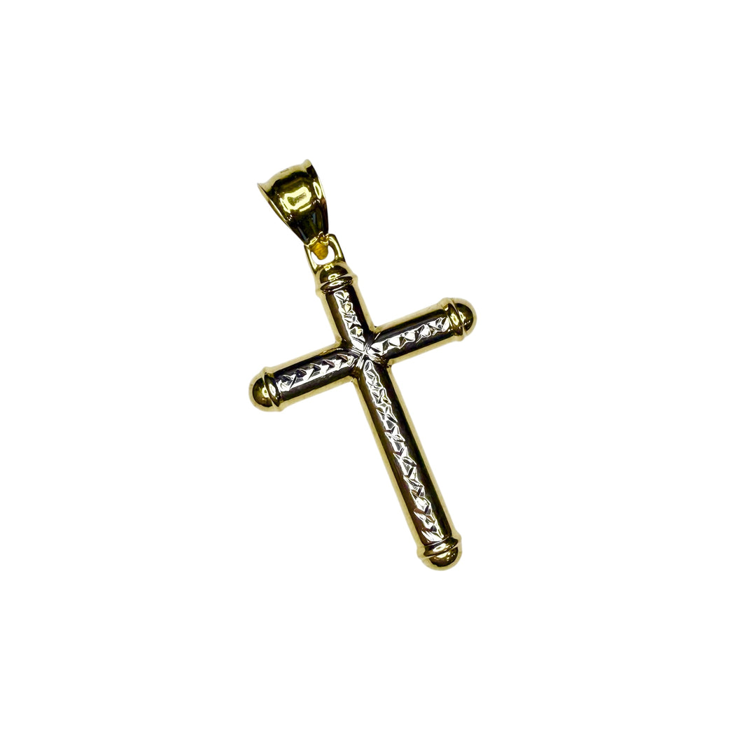 14k Two Tone Cross Charm