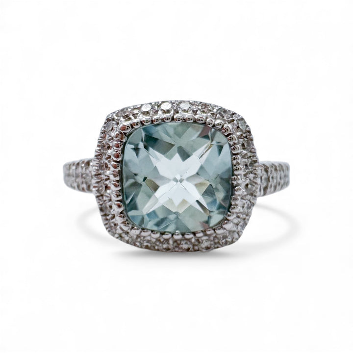 14k White Gold Aquamarine Estate Ring