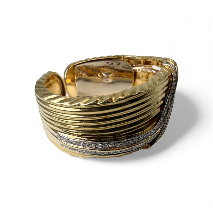18k Yellow Gold Bangle Diamond Estate Bracelet