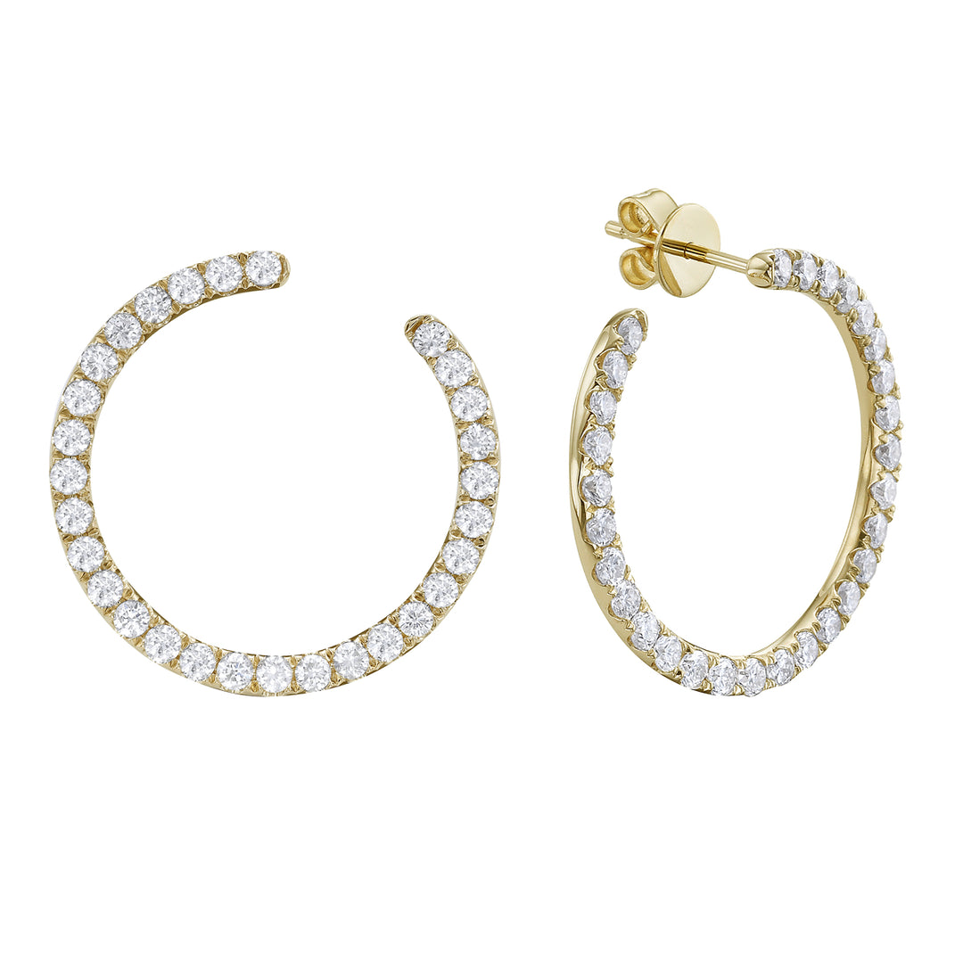 14k Yellow Gold Circle Diamond Earrings 1.25 cttw