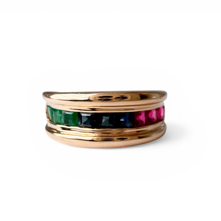 14k Yellow Gold Gemstone Estate Band