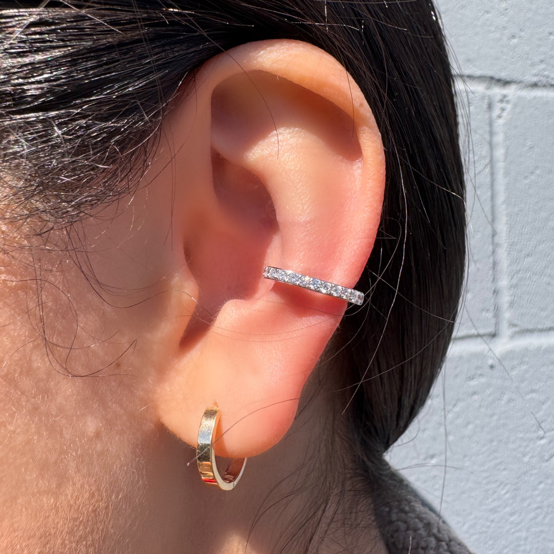 14k White Gold Single Diamond Ear Cuff