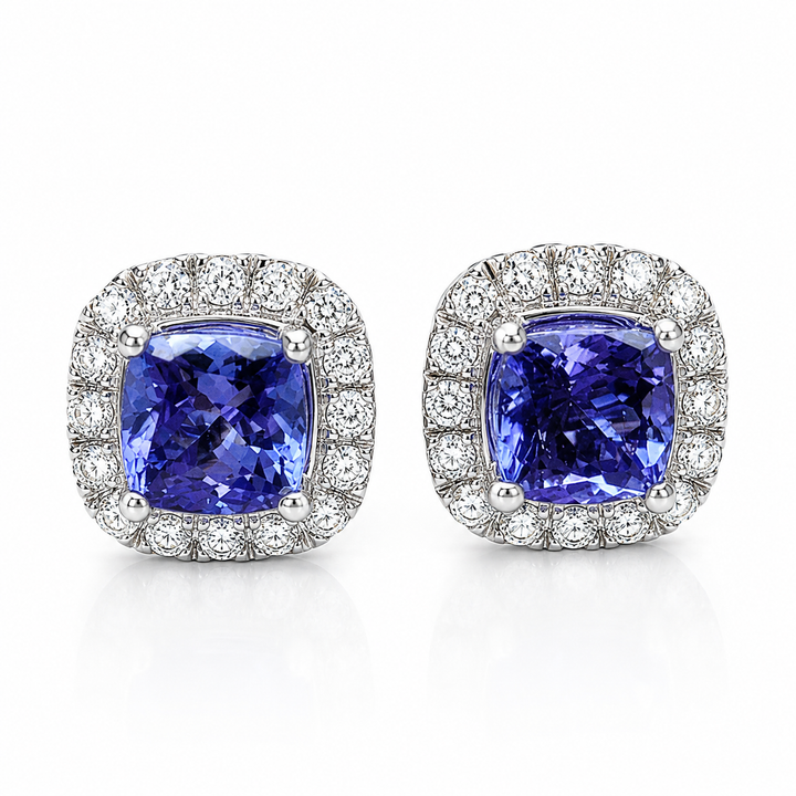 14k Stud Tanzanites Earrings