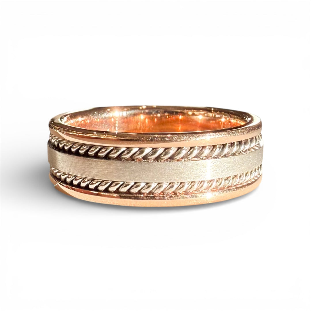 10k Two Tone Satin/Polished Eternity Wedding Band
