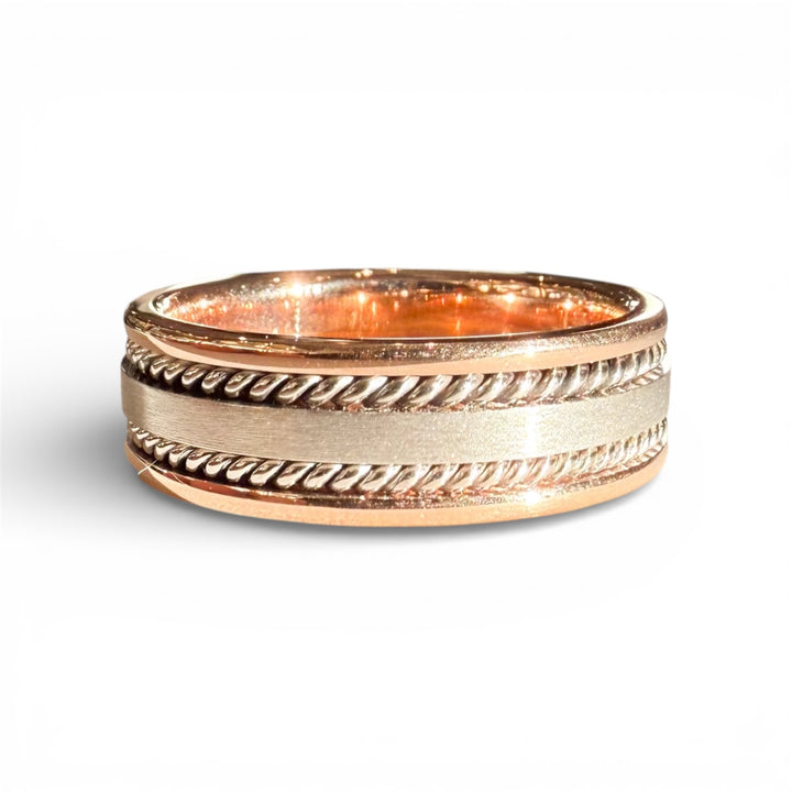 10k Two Tone Satin/Polished Eternity Wedding Band