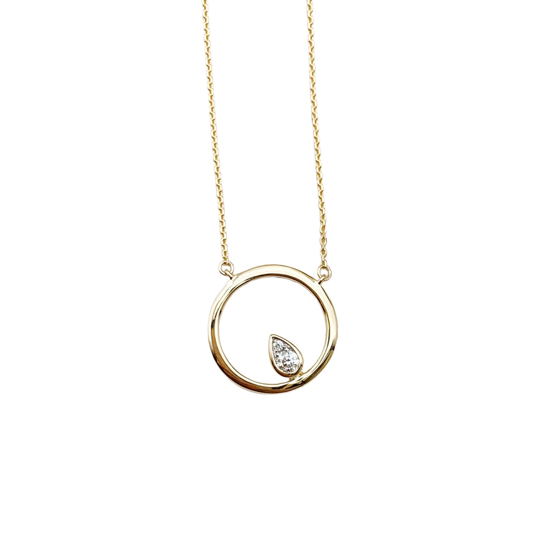 14k Yellow Gold Circle Diamond Pendants