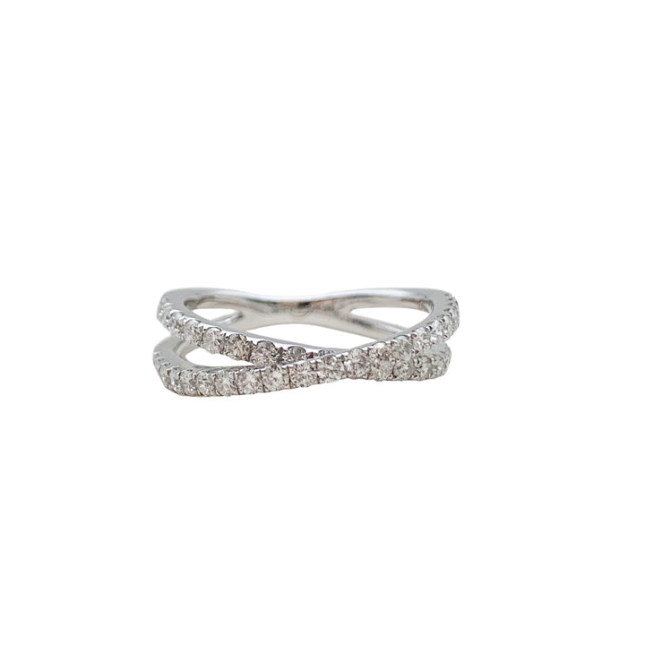14k White Gold Contemporary Diamond Fashion Rings