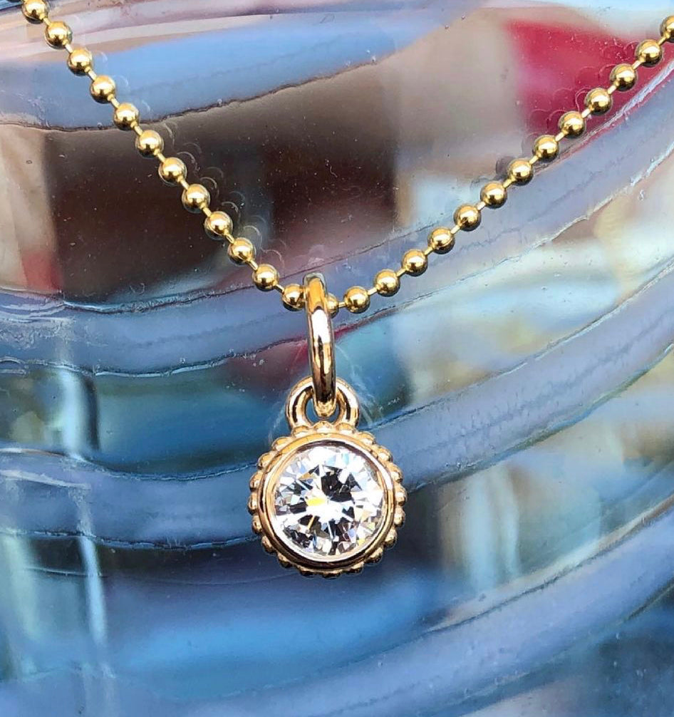 14k Yellow Gold Diamond Pendant