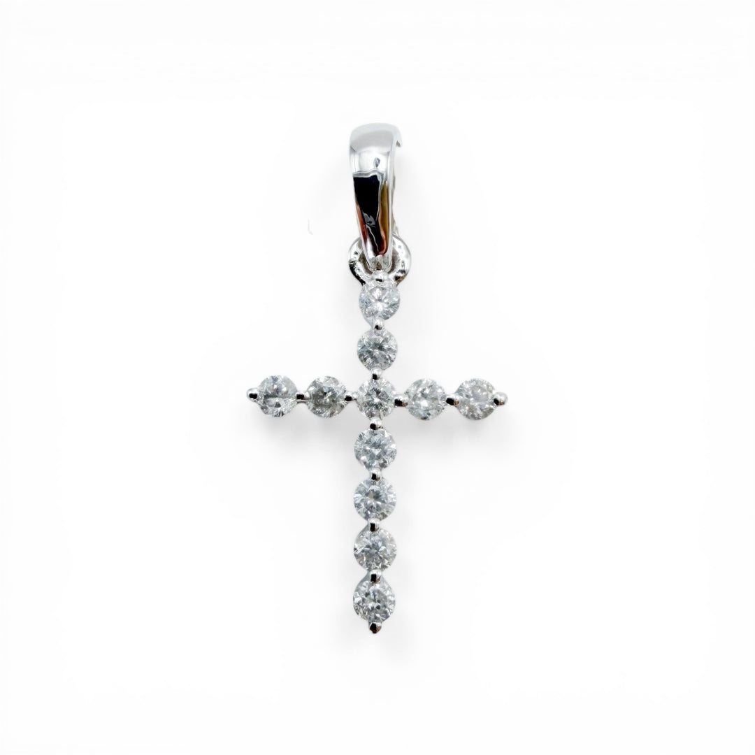 14k White Gold Cross Diamond Pendant