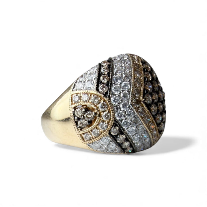 14k Yellow Gold Cluster Diamond Estate Ring