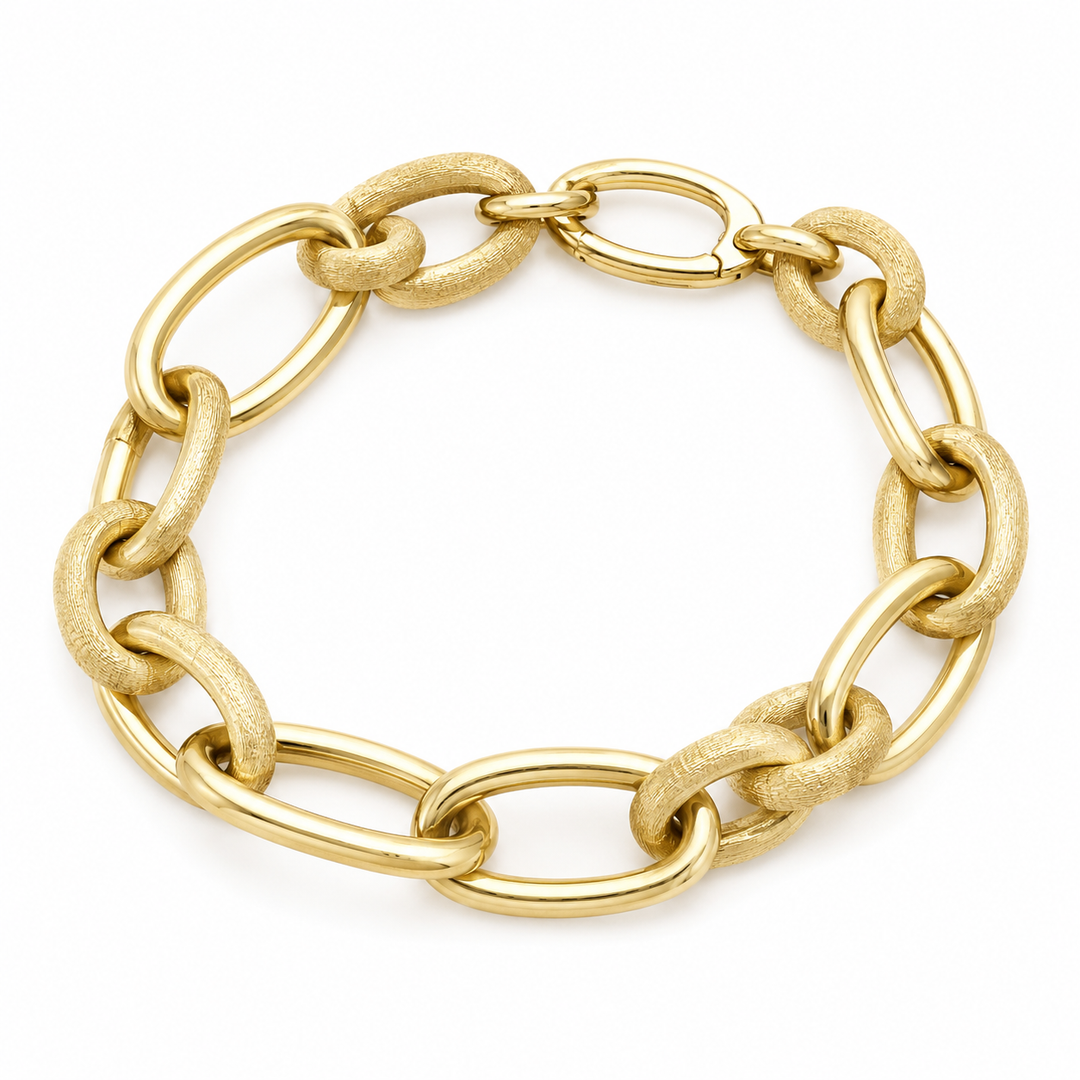 14k Yellow Gold Oval Link Bracelet