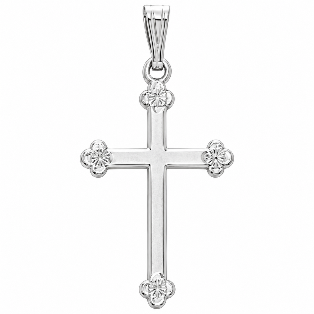 14k White Gold Cross Pendant