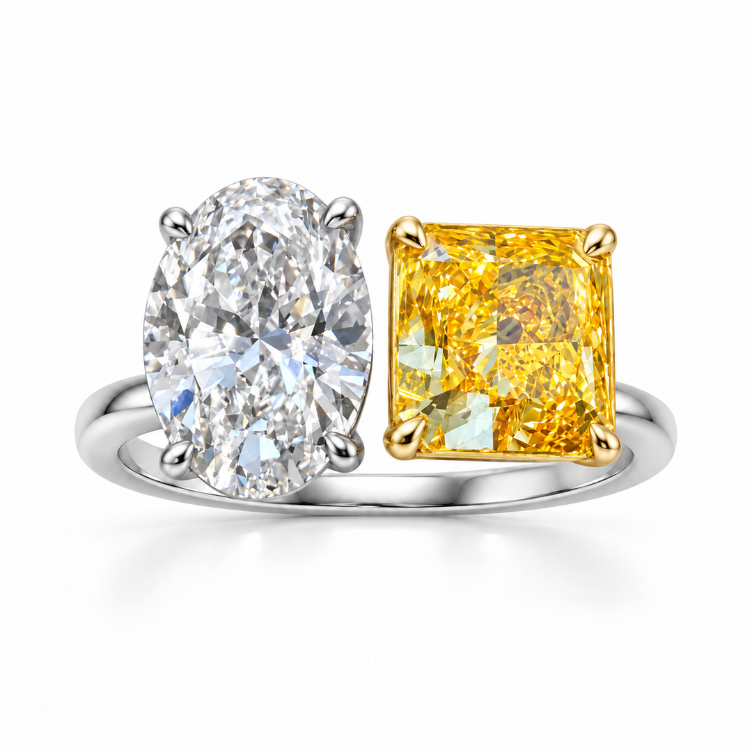 14k White 2 Stone Lab Grown Diamond Ring