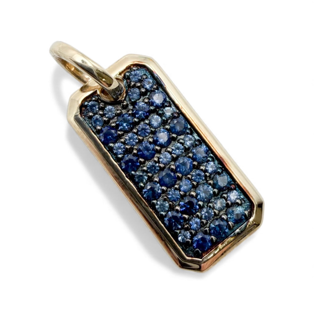 14k Yellow Gold Tag Sapphire Pendant