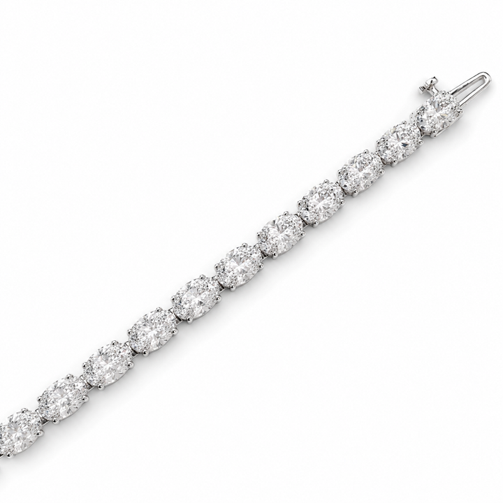 14k White Gold Oval Lab Grown Diamond Bracelet 11.71 cttw