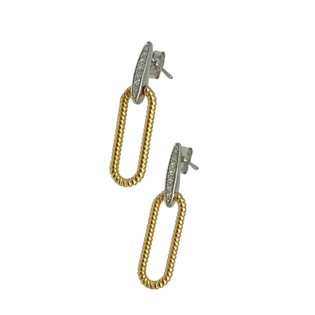 14k Two Tone Drop Diamond Earrings 0.13 cttw