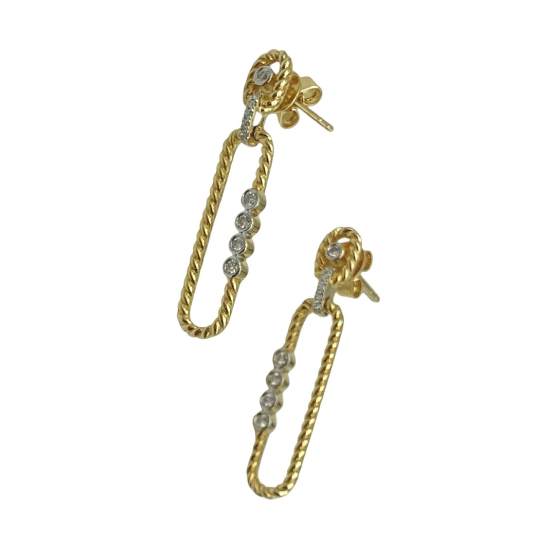 14k Yellow Gold Drop Diamond Earrings 0.16 cttw