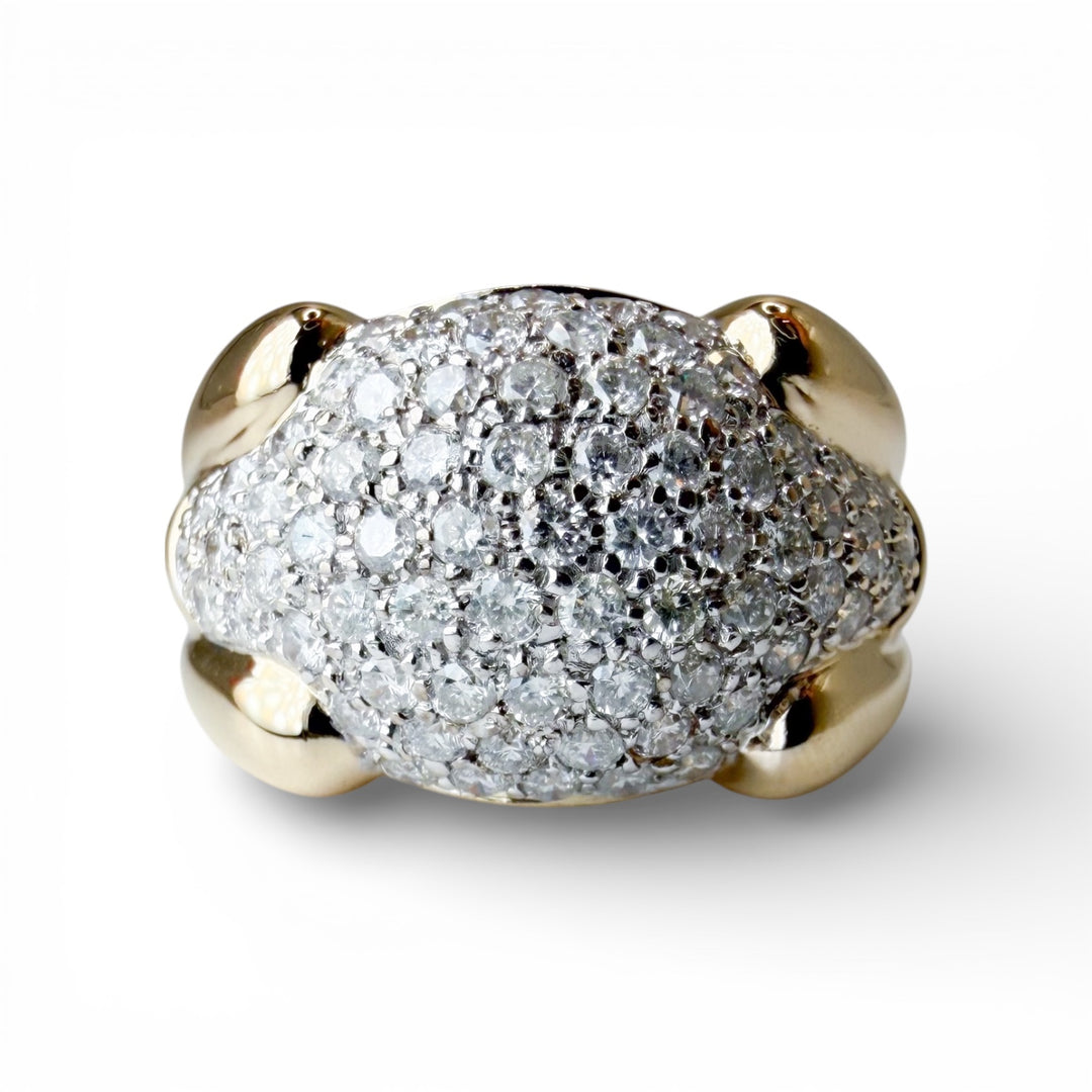 14k Yellow Gold Cluster Diamond Estate Ring
