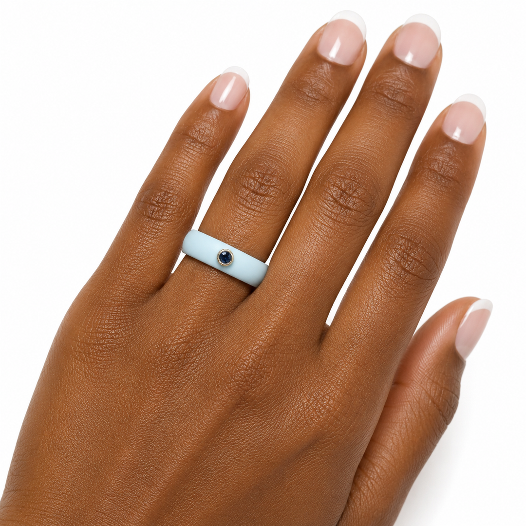 14k Yellow Sapphire Bezel Silicone Ring