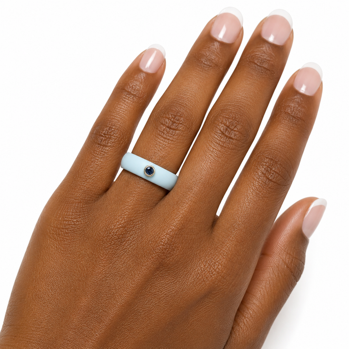 14k Yellow Sapphire Bezel Silicone Ring