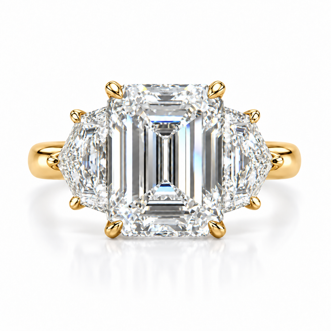 14k Yellow 3 Stone Lab Grown Diamond Engagement Ring