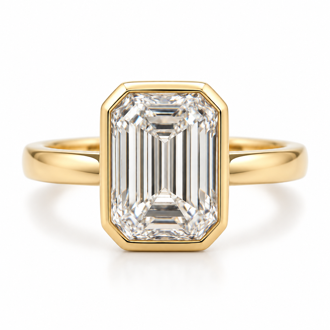 18k Yellow Solitaire Lab Grown Diamond Engagement Ring 2.03 cttw