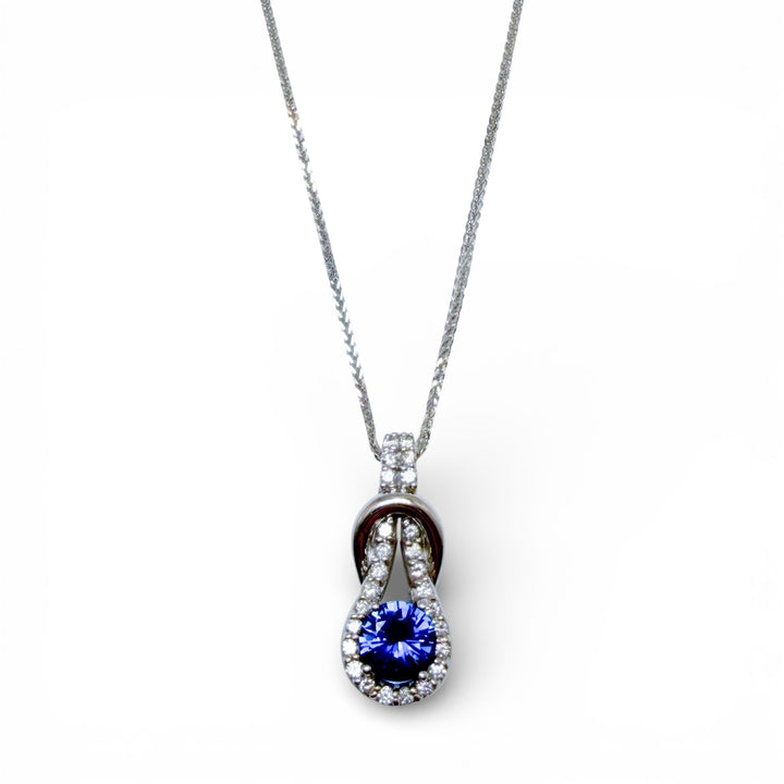 14k White Gold Lab Grown Sapphire Estate Pendant
