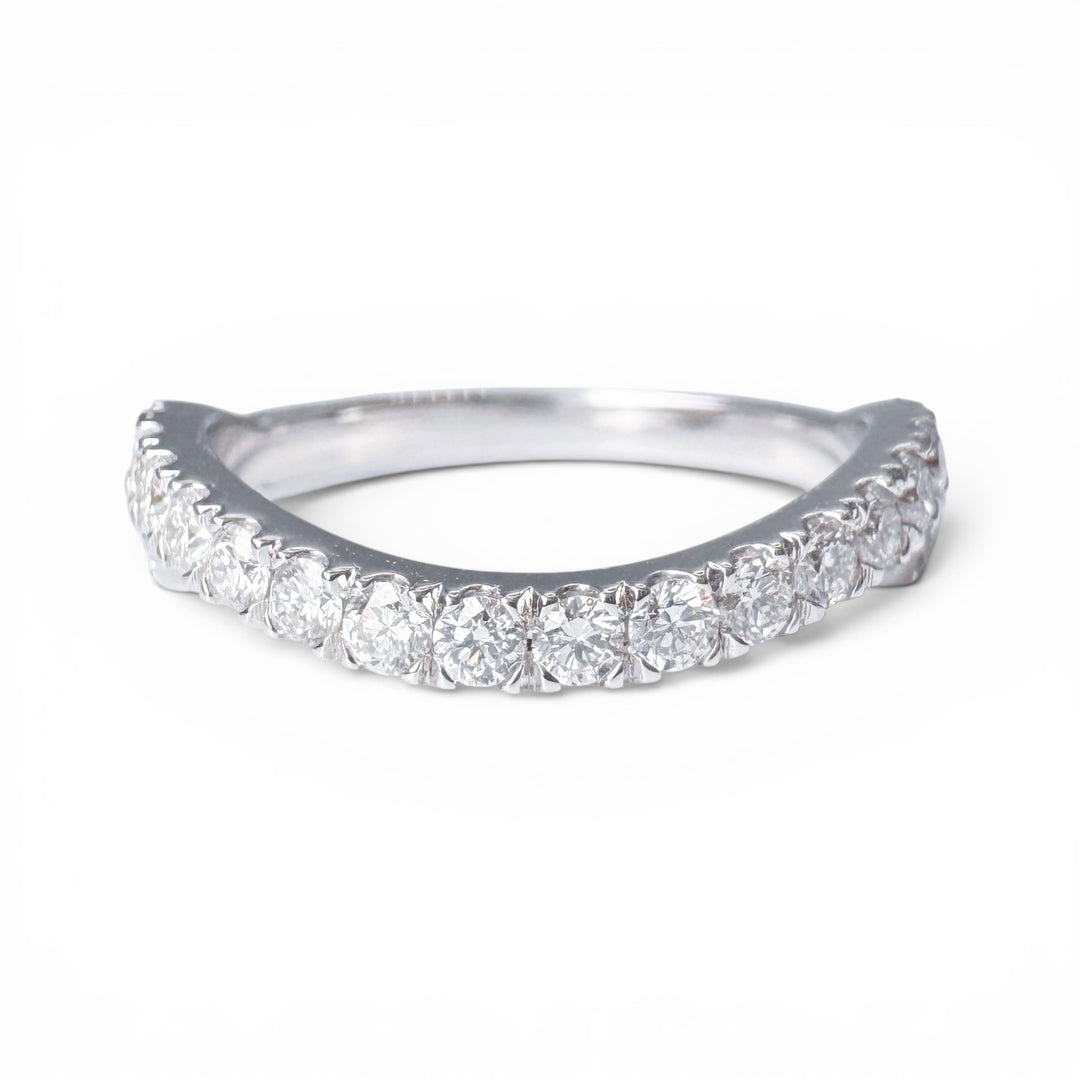 14k White Gold Curve Diamond Wedding Band