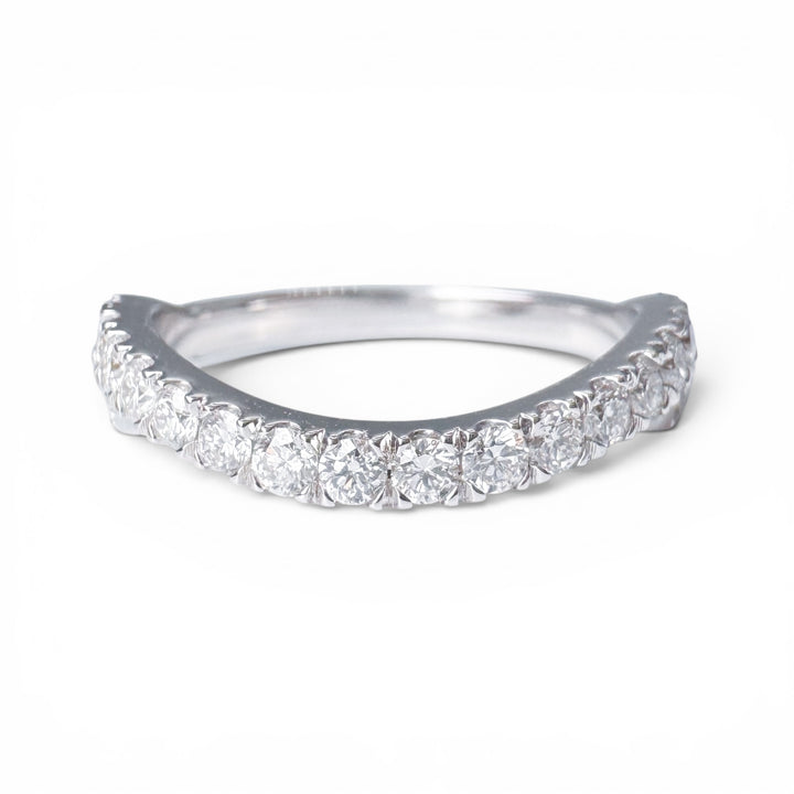 14k White Gold Curve Diamond Wedding Band
